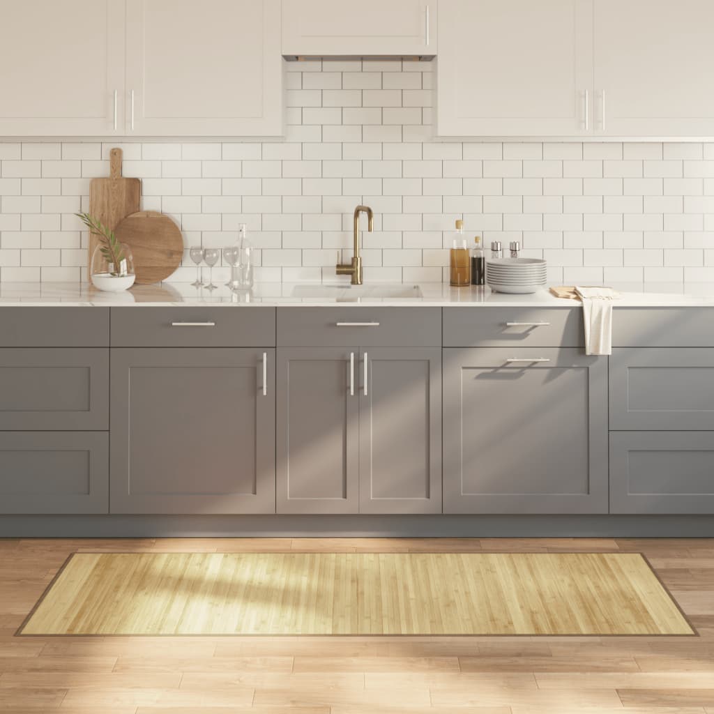 gulvtæppe 70x200 cm rektangulær bambus lys naturfarvet billede