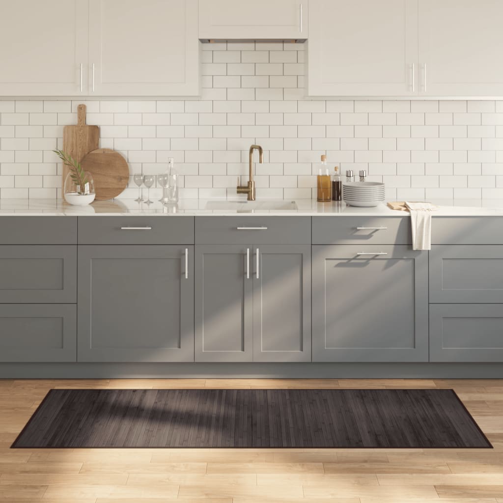 gulvtæppe 70x200 cm rektangulær bambus mørkebrun billede