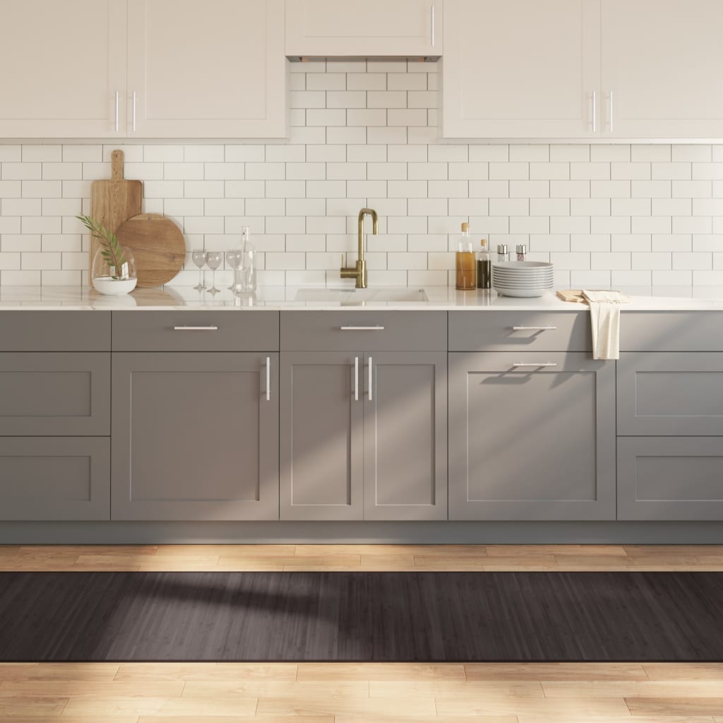 gulvtæppe 70x300 cm rektangulær bambus mørkebrun billede