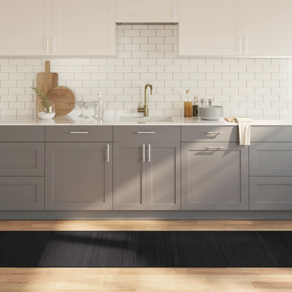 gulvtæppe 70x1000 cm rektangulær bambus sort billede