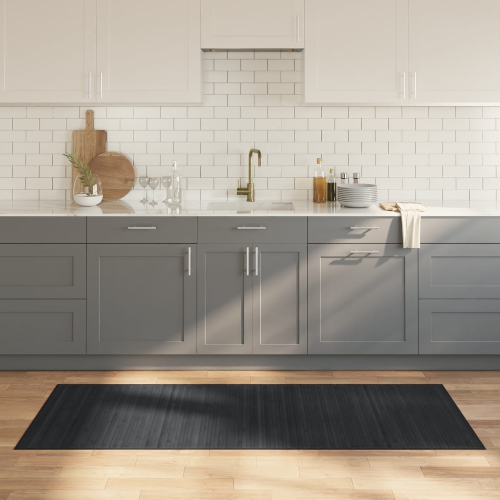 gulvtæppe 80x200 cm rektangulær bambus grå billede