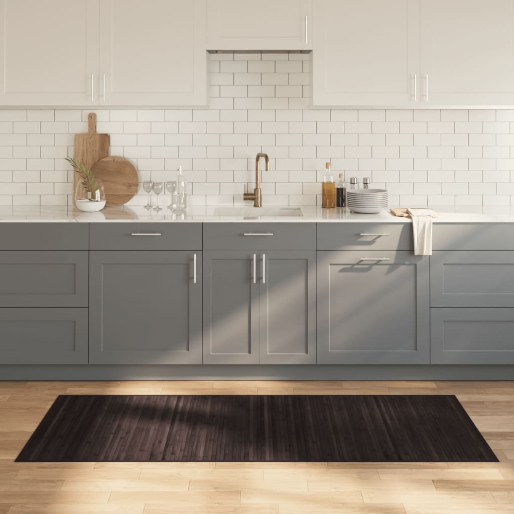 gulvtæppe 80x200 cm rektangulær bambus mørkebrun billede