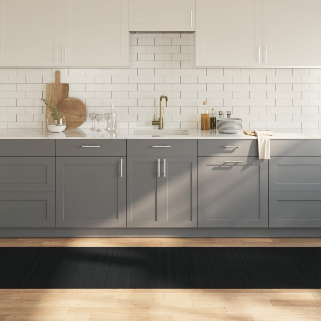 gulvtæppe 80x300 cm rektangulær bambus sort billede