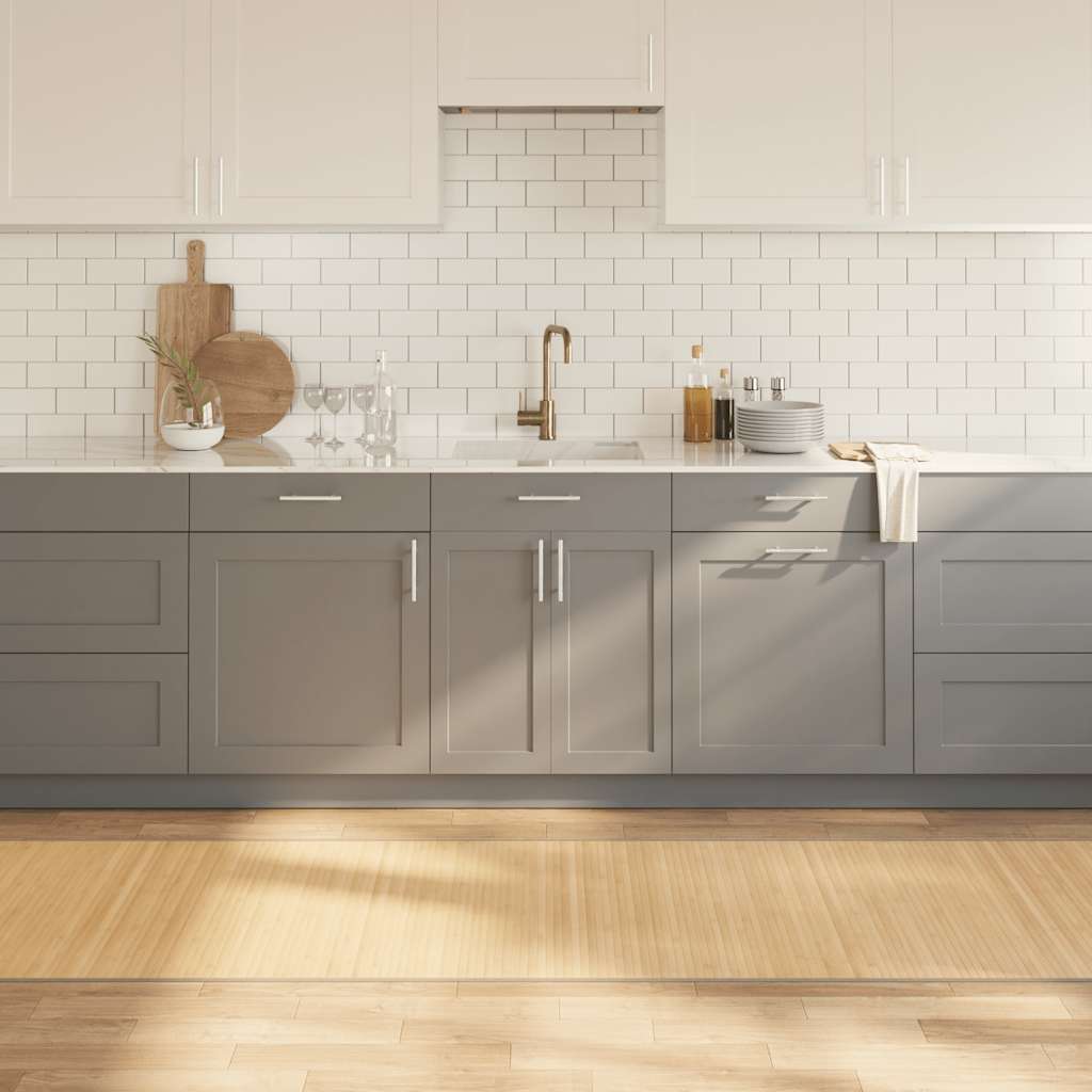gulvtæppe 80x300 cm rektangulær bambus lys naturfarvet billede
