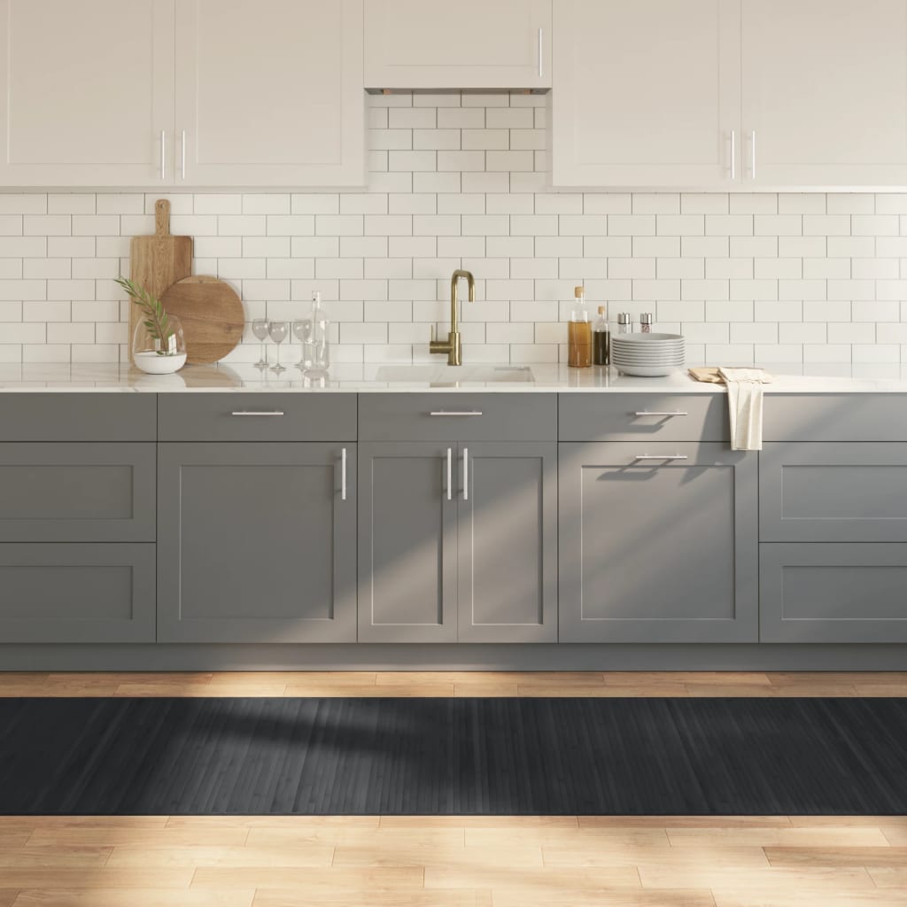 gulvtæppe 80x500 cm rektangulær bambus grå billede