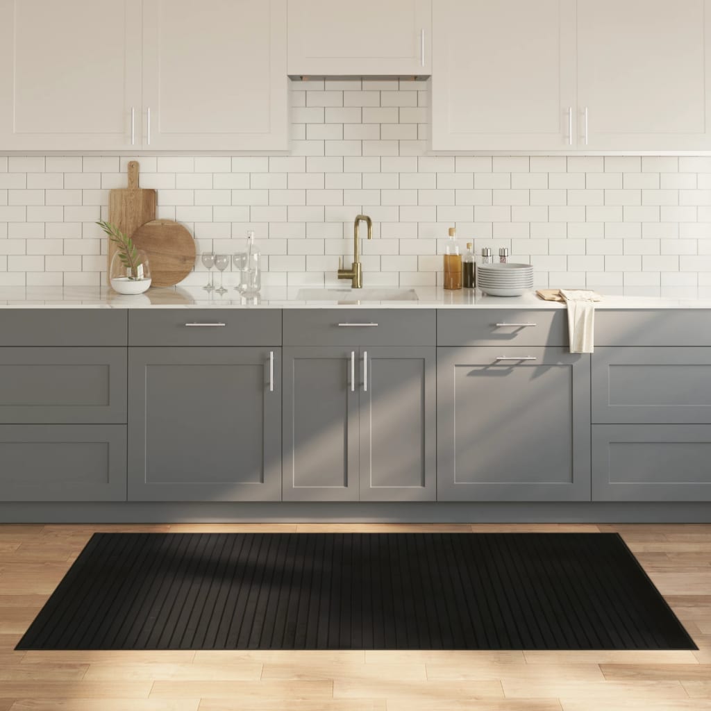 gulvtæppe 100x200 cm rektangulær bambus sort billede