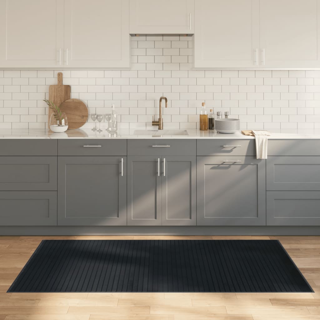 gulvtæppe 100x200 cm rektangulær bambus grå billede