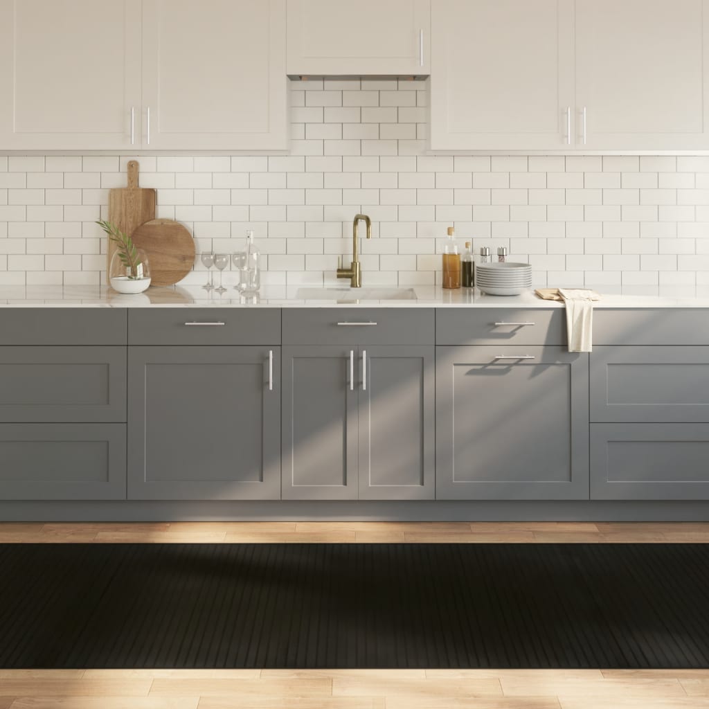 gulvtæppe 100x300 cm rektangulær bambus sort billede
