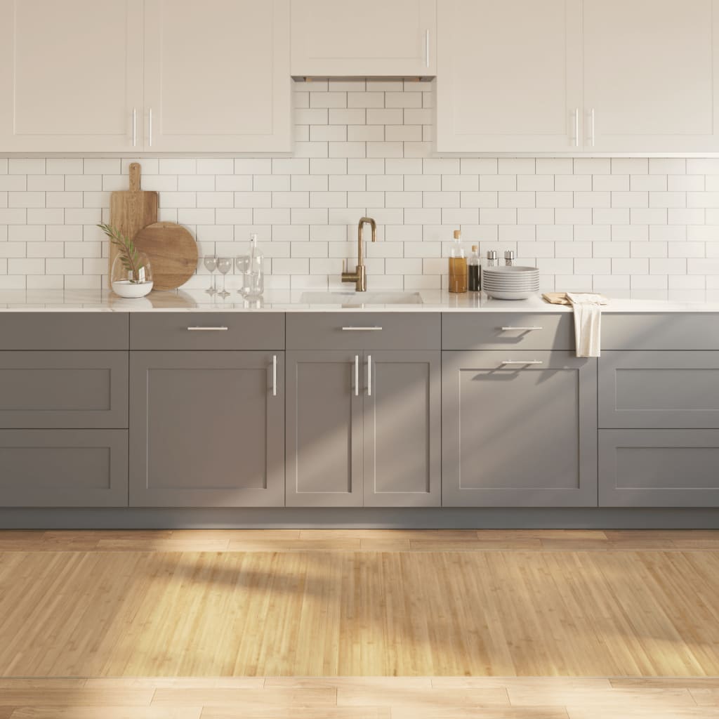 gulvtæppe 100x300 cm rektangulær bambus lys naturfarvet billede