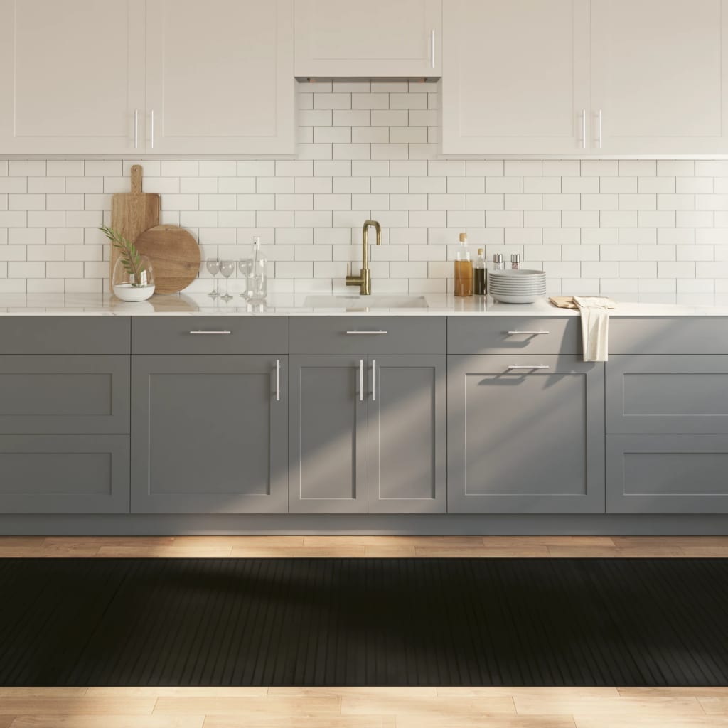 gulvtæppe 100x500 cm rektangulær bambus sort billede