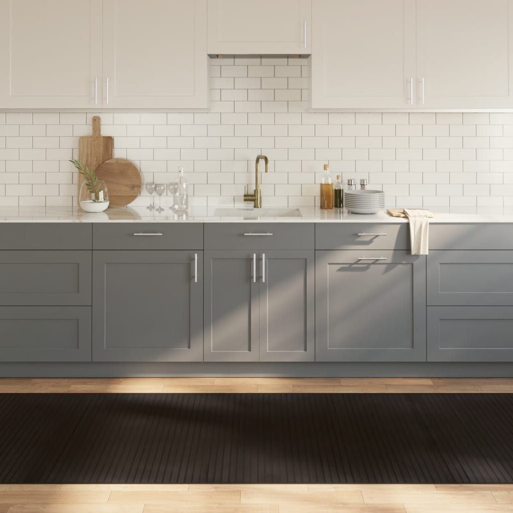gulvtæppe 100x500 cm rektangulær bambus mørkebrun billede