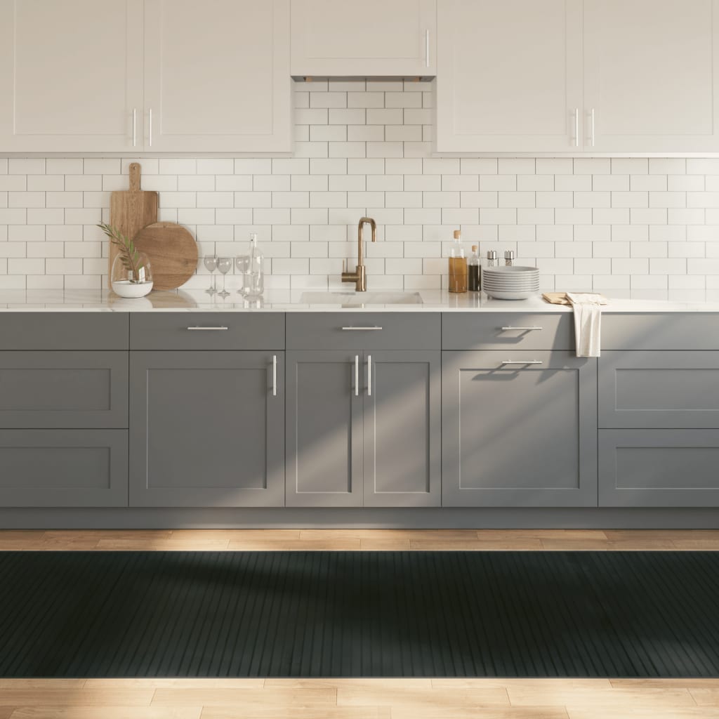 gulvtæppe 100x1000 cm rektangulær bambus grå billede