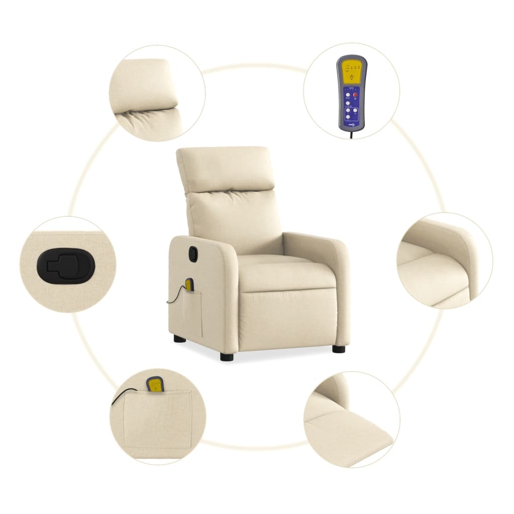 massagestol stof cremefarvet