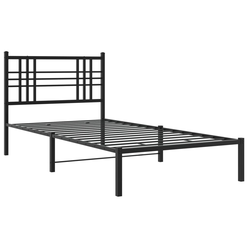 sengeramme med sengegavl 90x200 cm metal sort