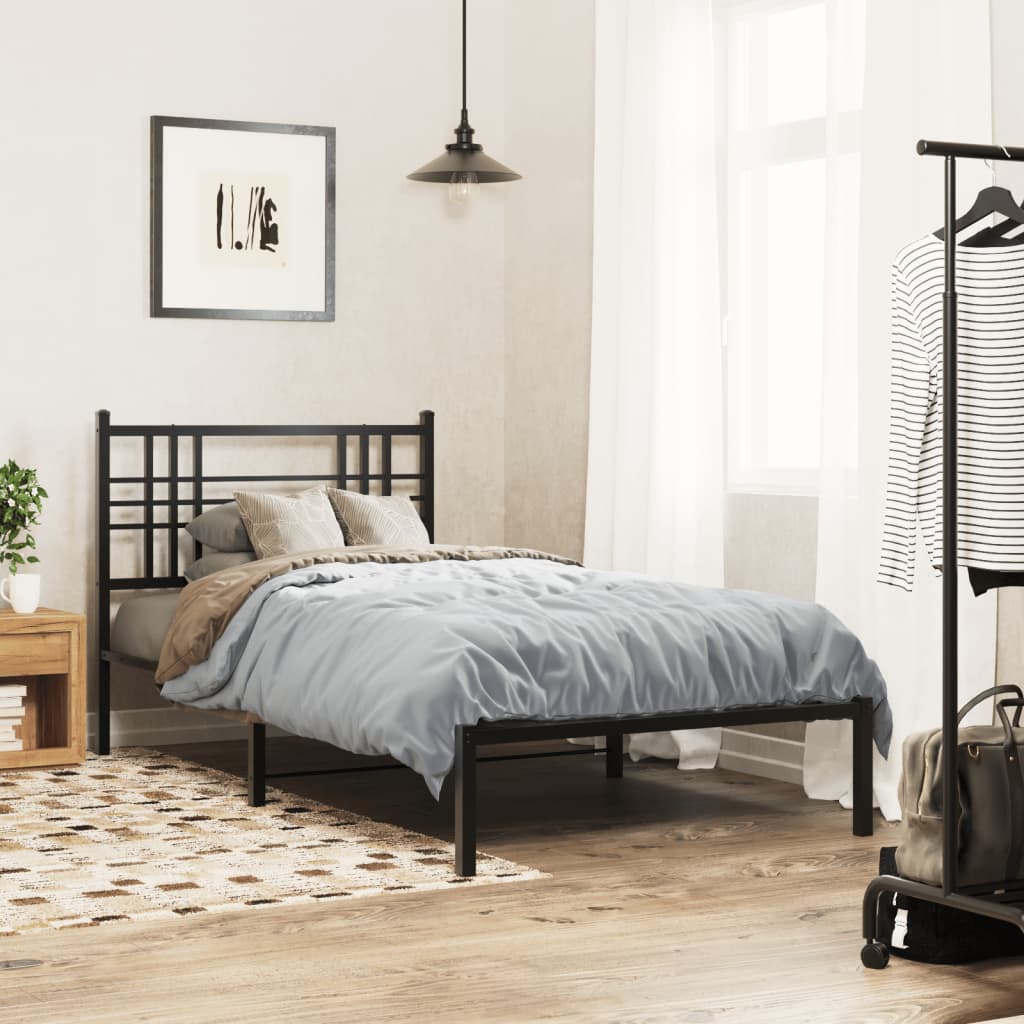 sengeramme med sengegavl 100x200 cm metal sort