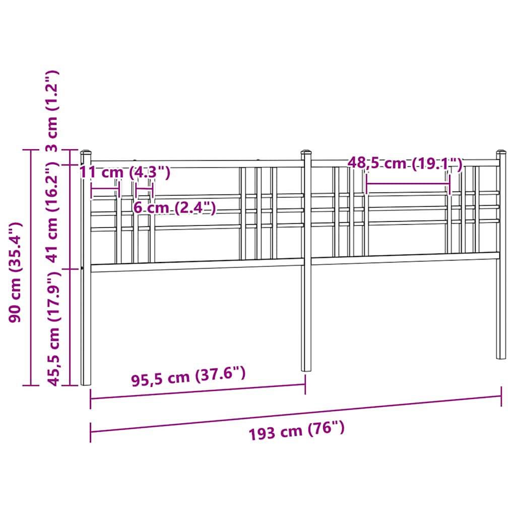 udskiftningsgavl 193 cm metal sort