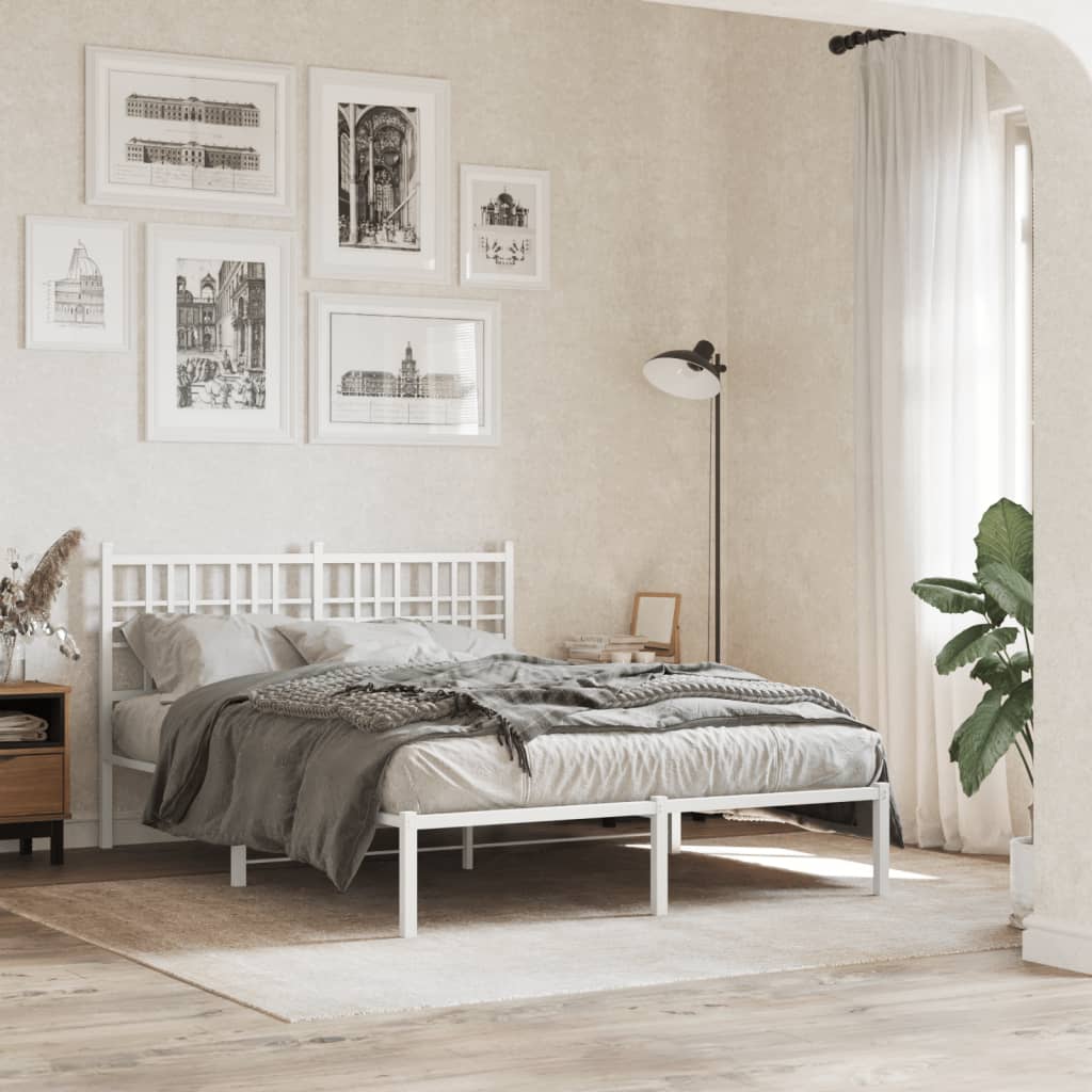 sengeramme med sengegavl 120x190 cm metal hvid