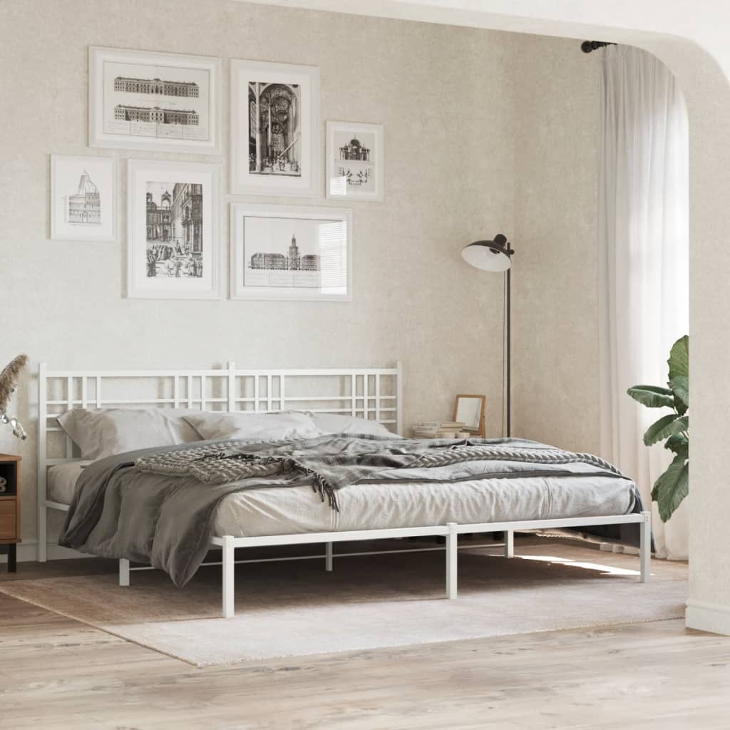 sengeramme med sengegavl 193x203 cm metal hvid
