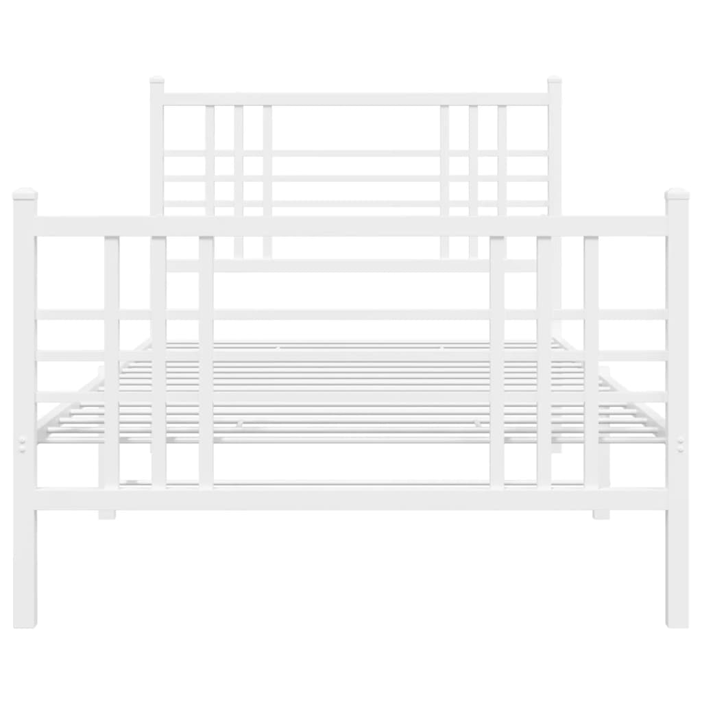 sengeramme med sengegavl og fodgærde 90x190 cm metal hvid