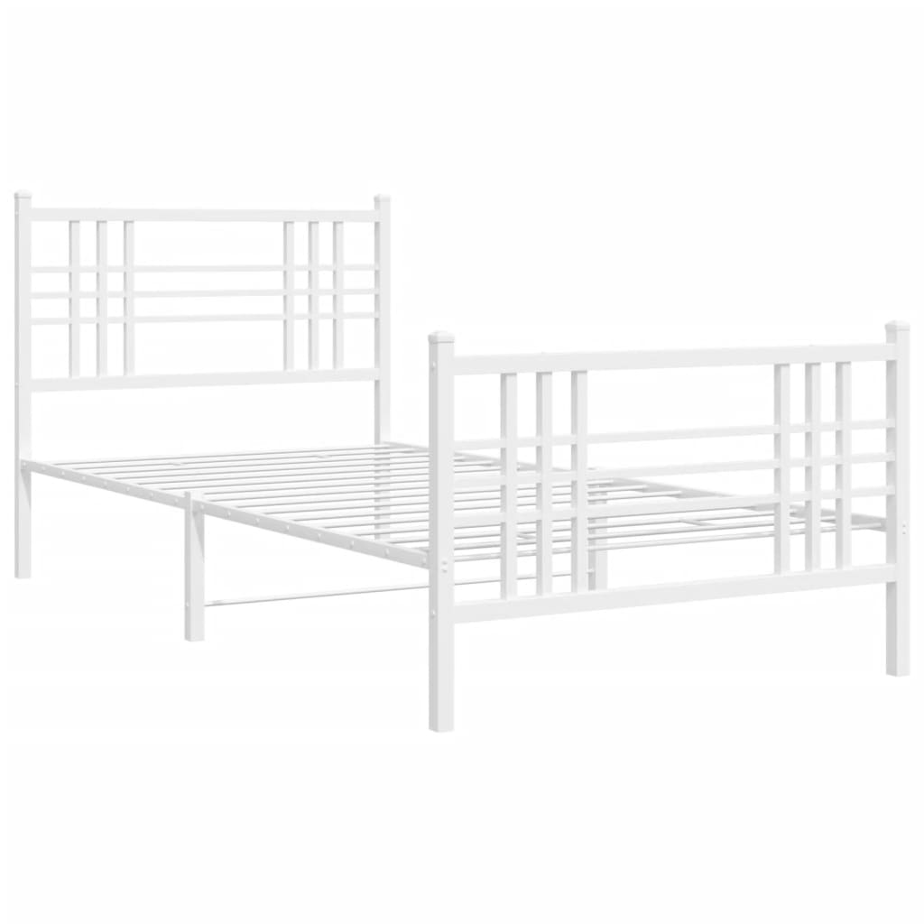 sengeramme med sengegavl og fodgærde 90x200 cm metal hvid
