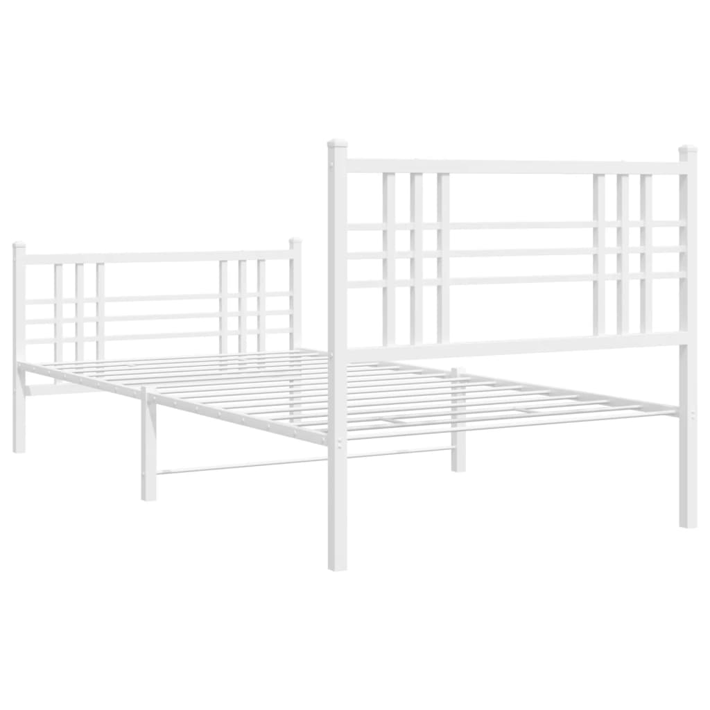 sengeramme med sengegavl og fodgærde 107x203 cm metal hvid