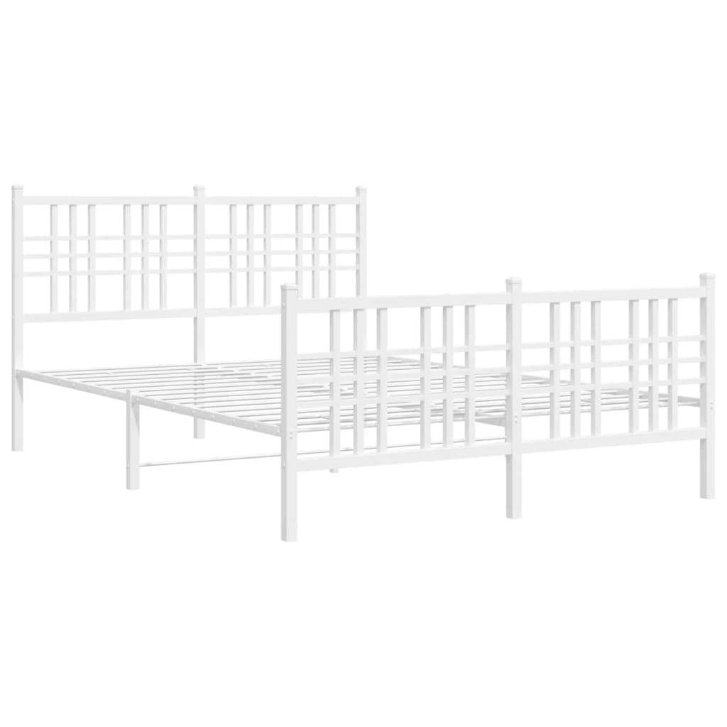 sengeramme med sengegavl og fodgærde 120x200 cm metal hvid
