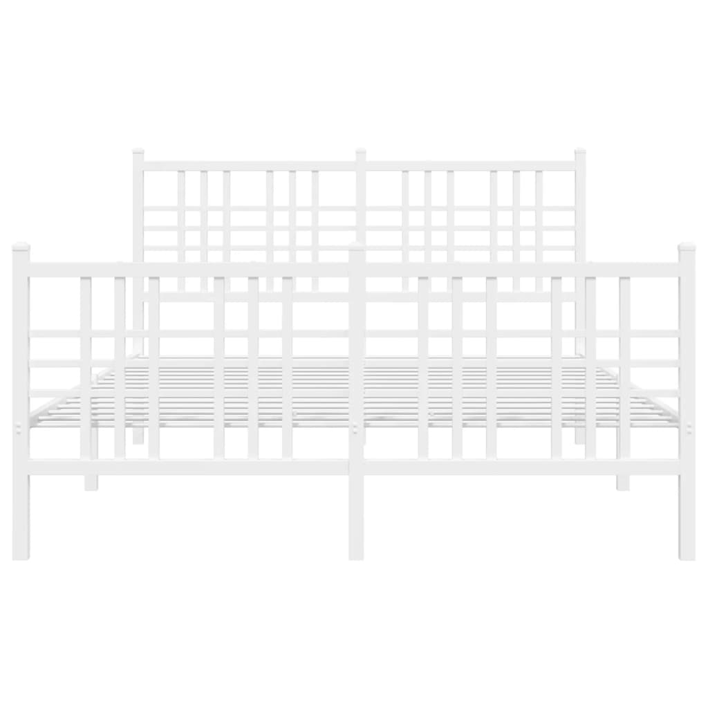 sengeramme med sengegavl og fodgærde 137x190 cm metal hvid