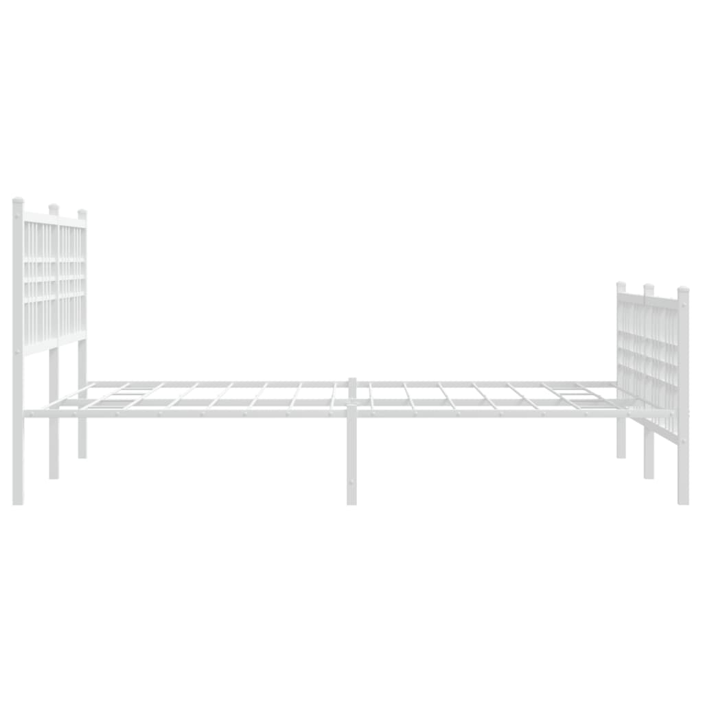 sengeramme med sengegavl og fodgærde 137x190 cm metal hvid