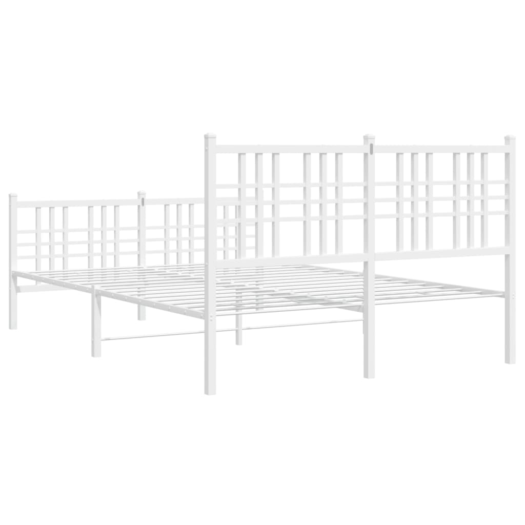 sengeramme med sengegavl og fodgærde 137x190 cm metal hvid