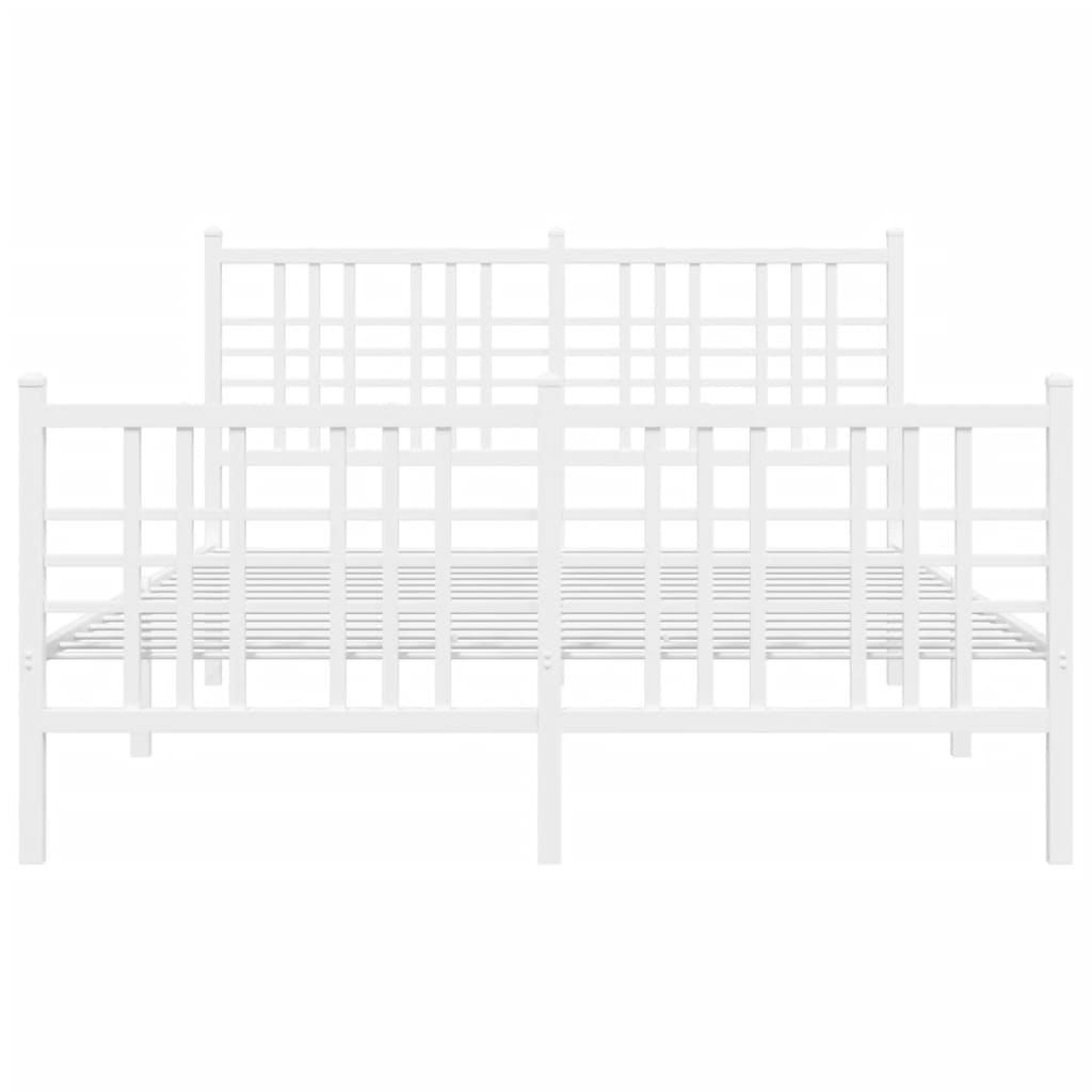 sengeramme med sengegavl og fodgærde 140x190 cm metal hvid