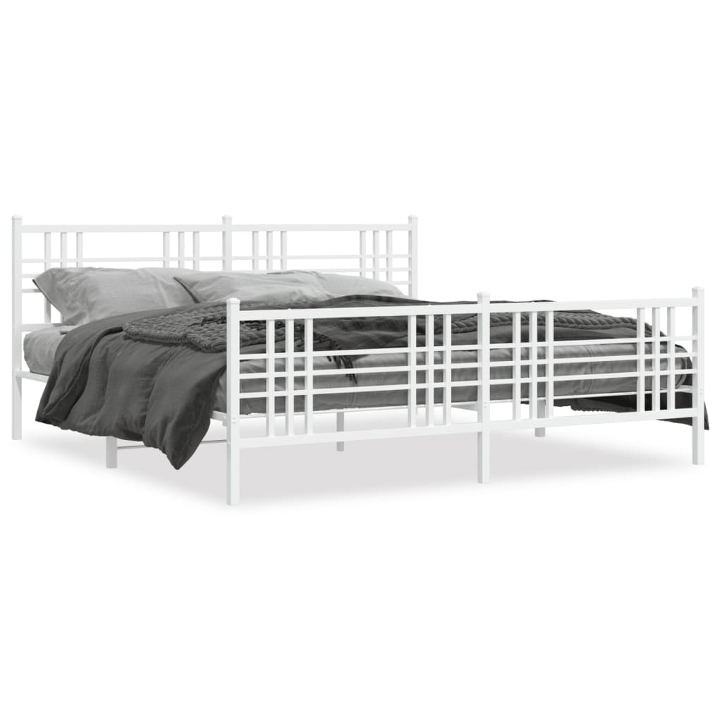 sengeramme med sengegavl og fodgærde 183x213 cm metal hvid