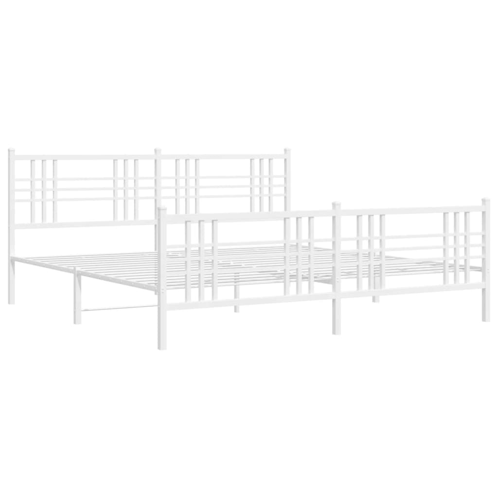 sengeramme med sengegavl og fodgærde 183x213 cm metal hvid