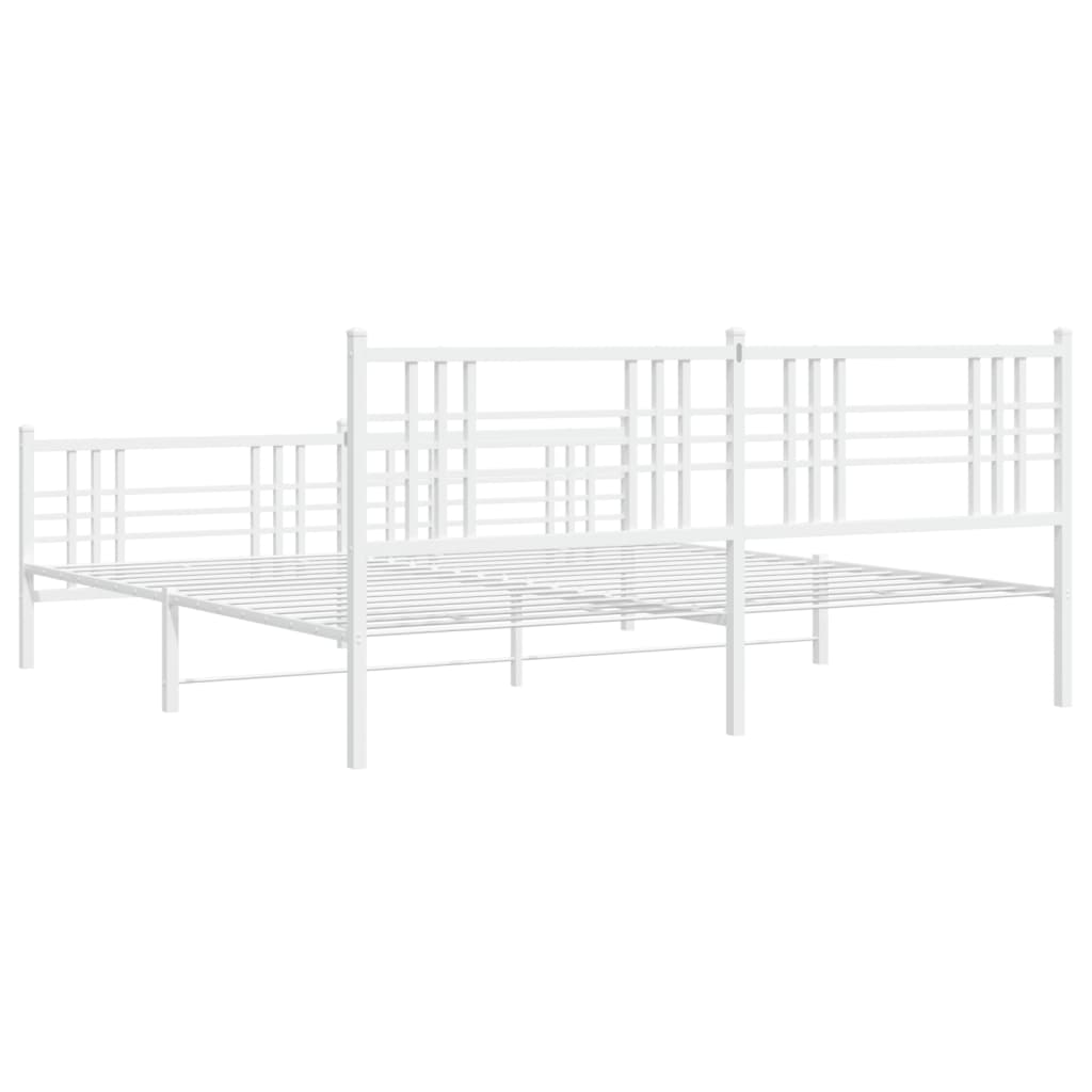 sengeramme med sengegavl og fodgærde 183x213 cm metal hvid