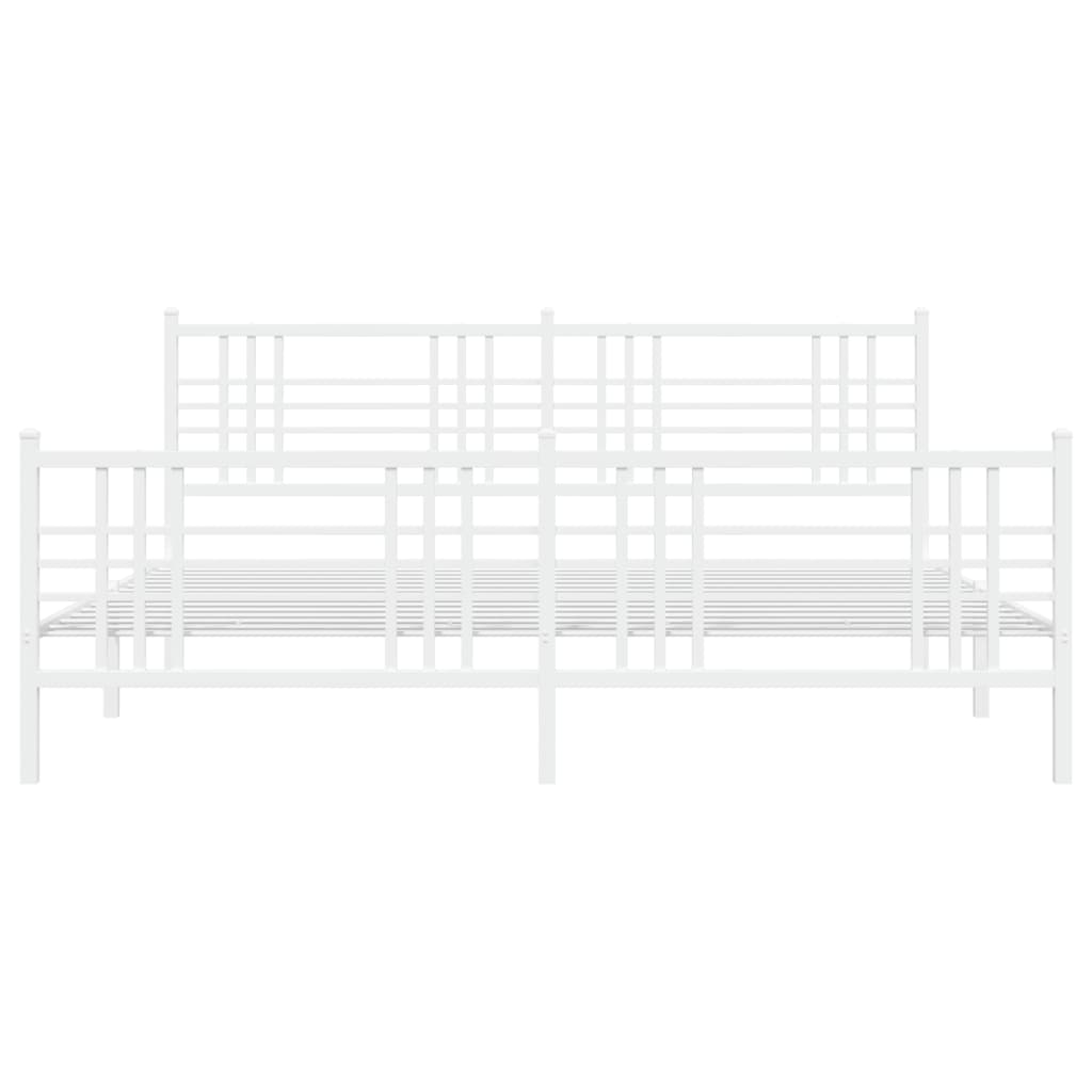 sengeramme med sengegavl og fodgærde 193x203 cm metal hvid