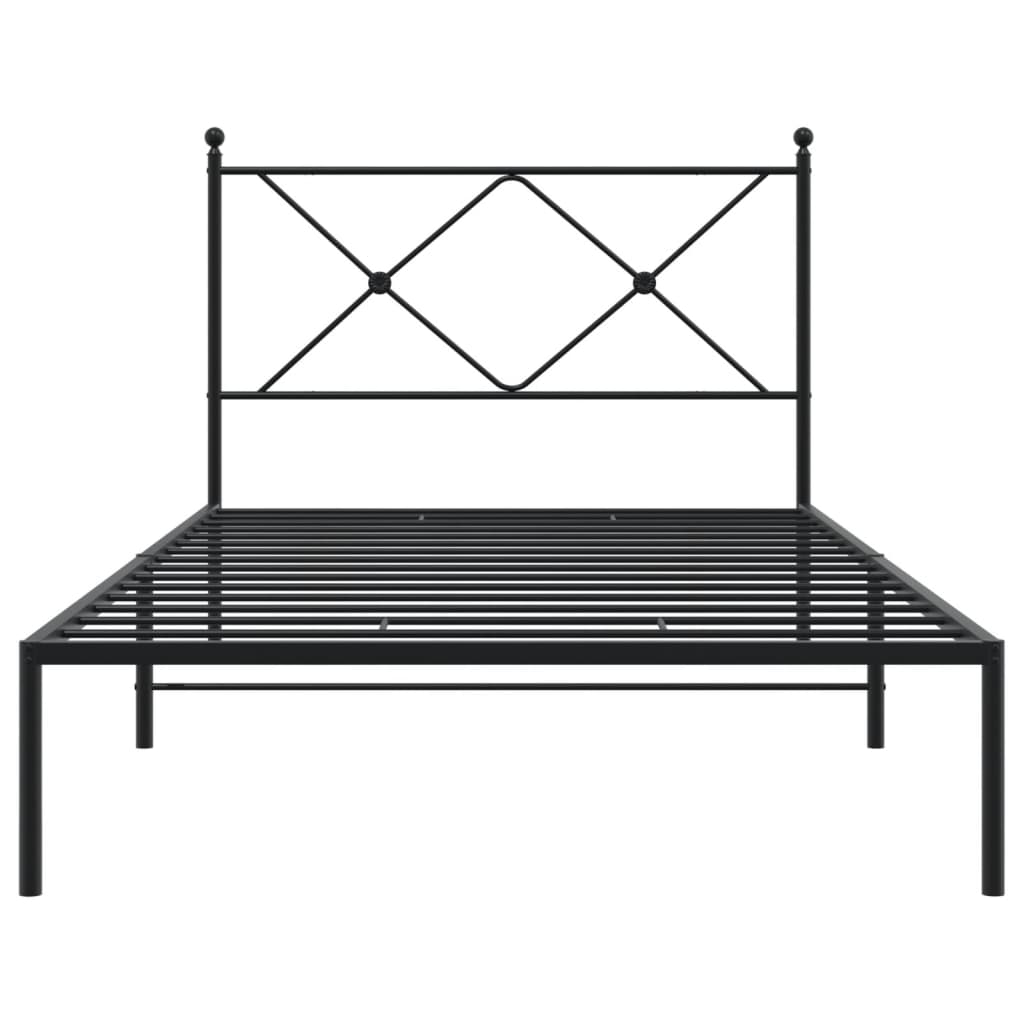 sengeramme med sengegavl 100x190 cm metal sort