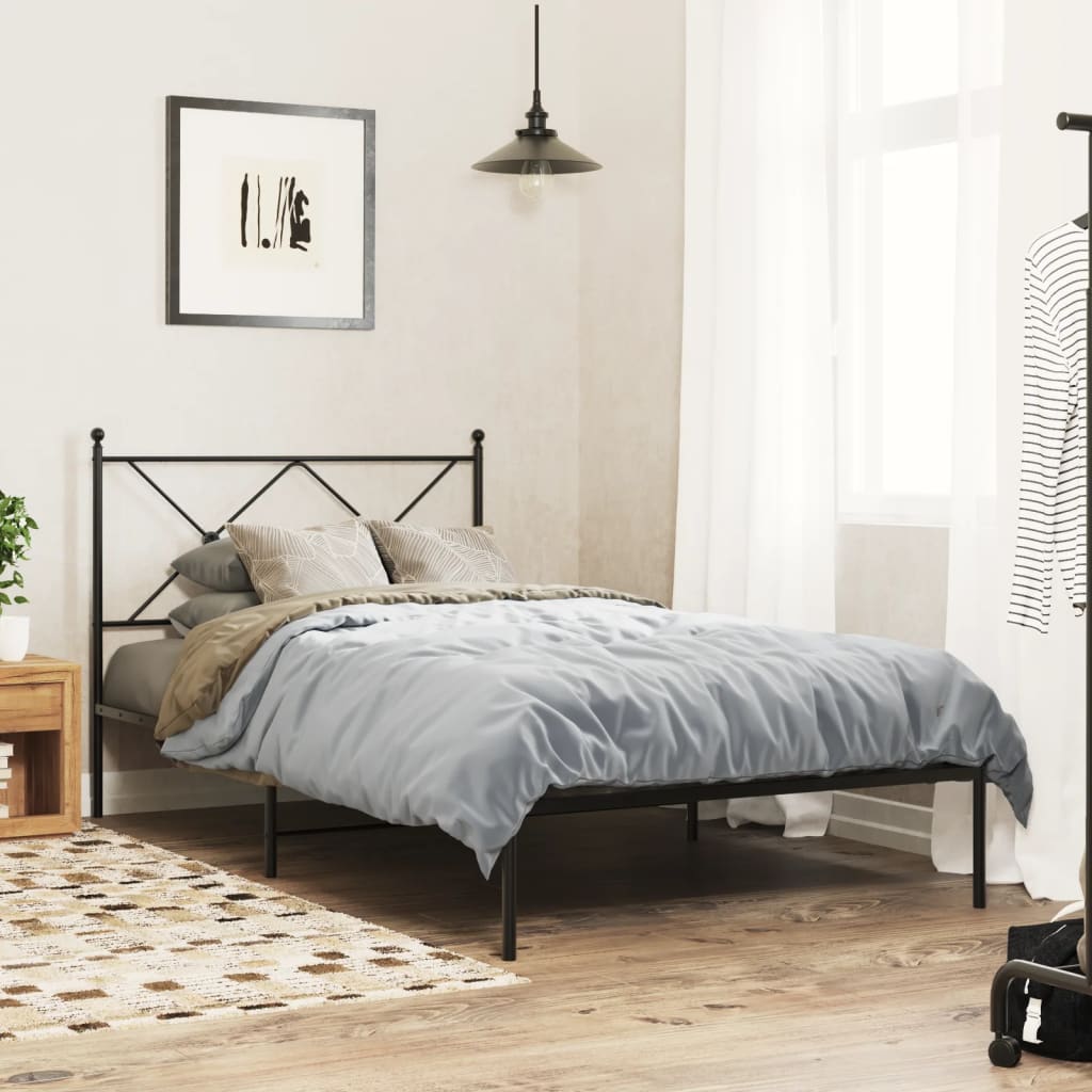 sengeramme med sengegavl 100x190 cm metal sort