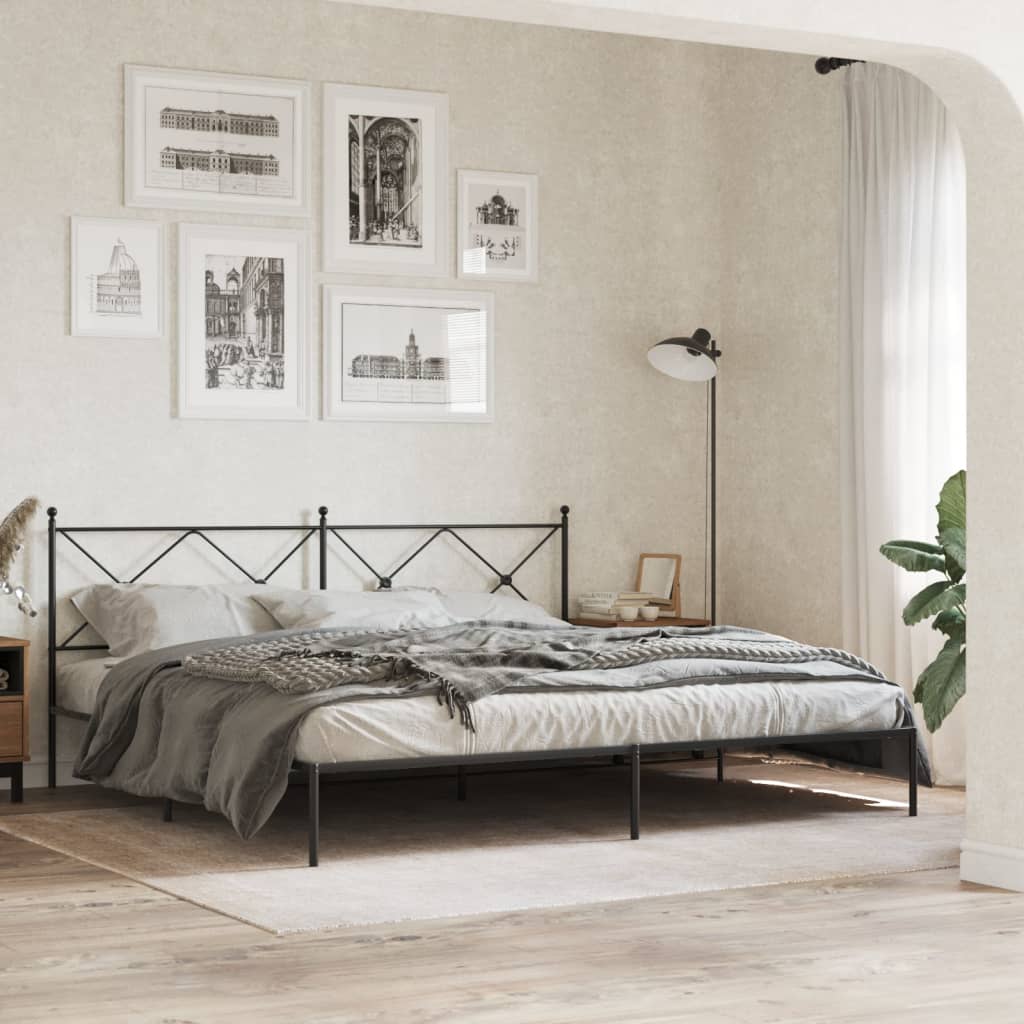 sengeramme med sengegavl 200x200 cm metal sort