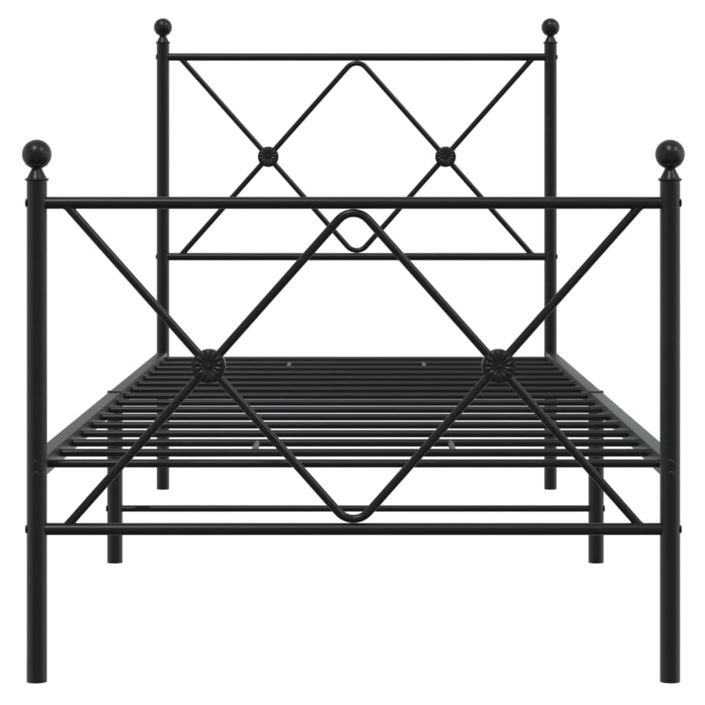 sengeramme med sengegavl og fodgærde 75x190 cm metal sort