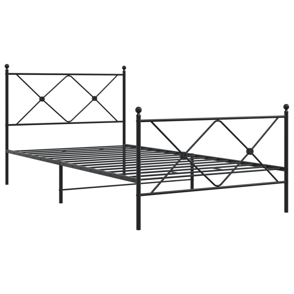 sengeramme med sengegavl og fodgærde 107x203 cm metal sort