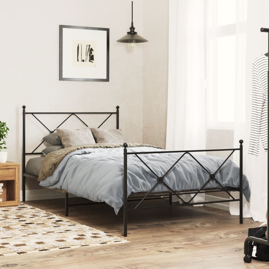 sengeramme med sengegavl og fodgærde 107x203 cm metal sort