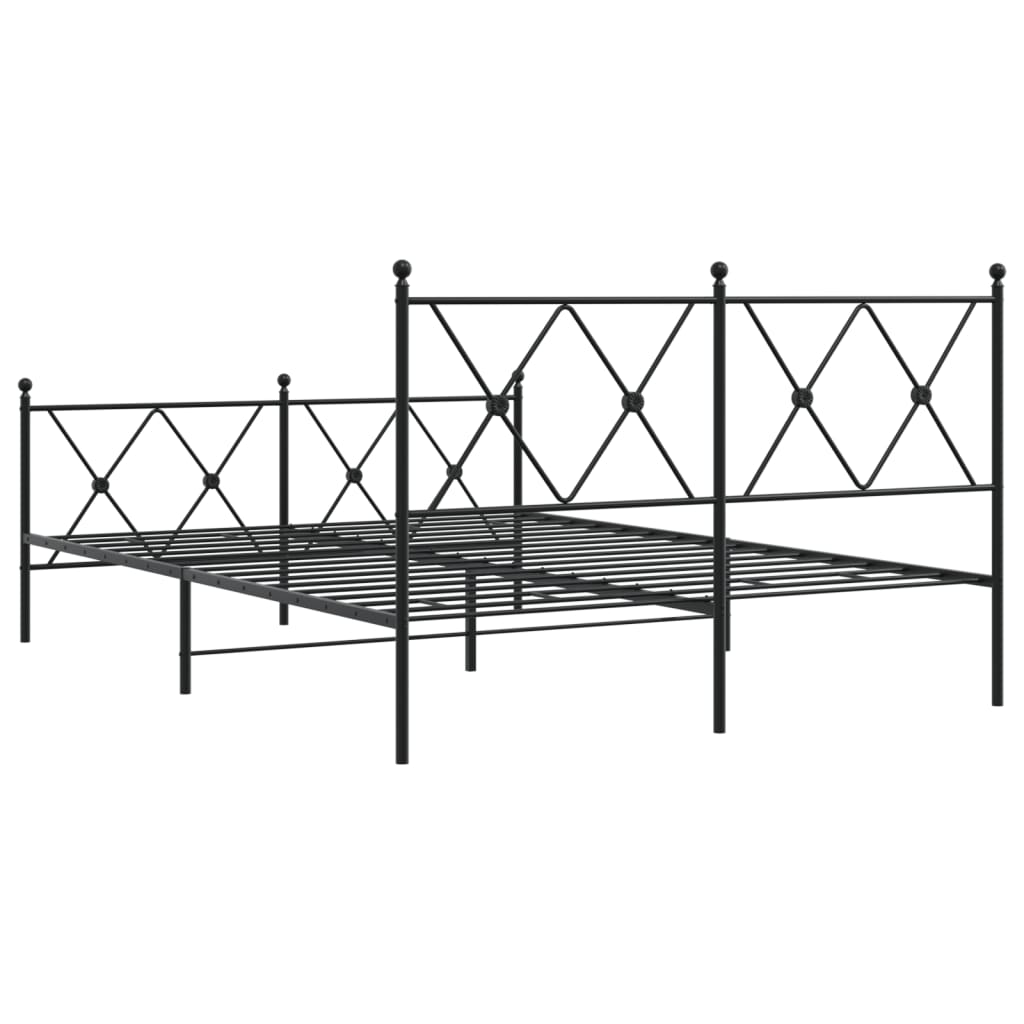 sengeramme med sengegavl og fodgærde 140x190 cm metal sort