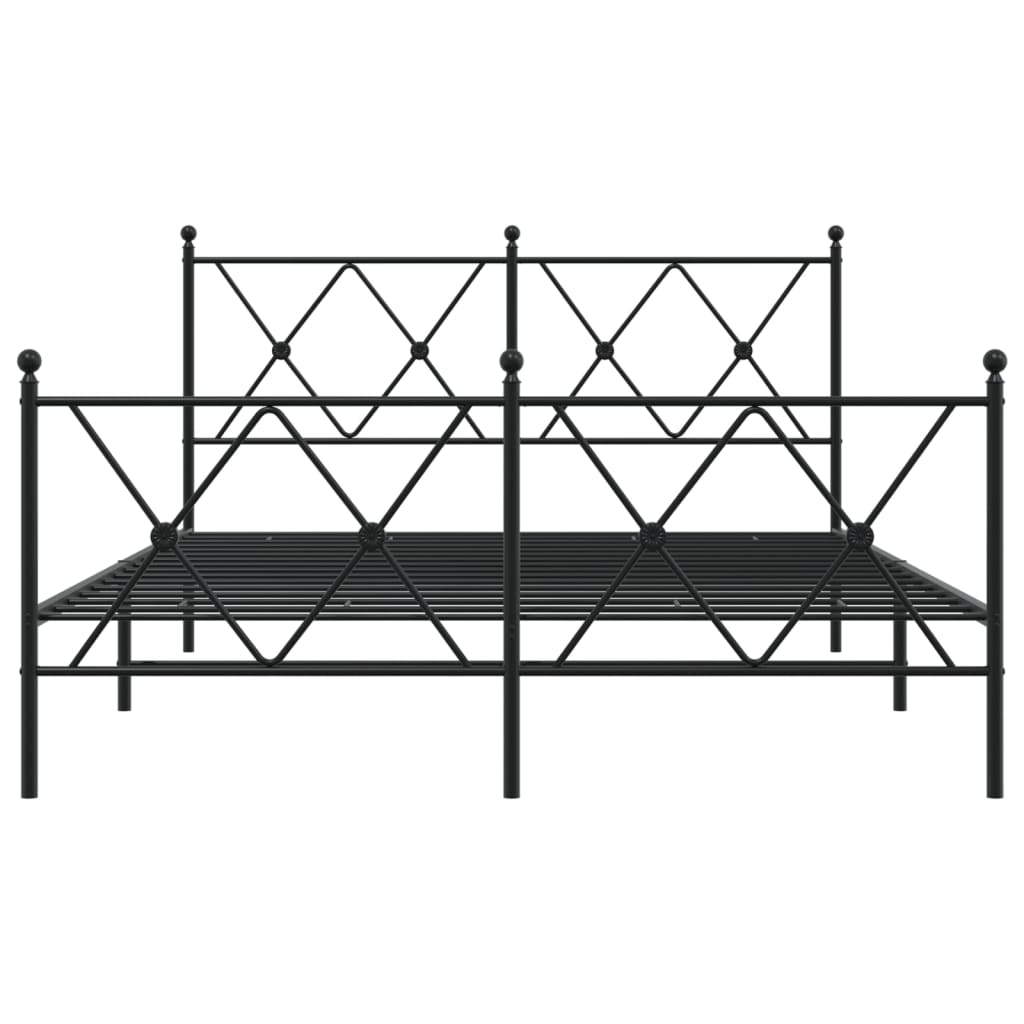 sengeramme med sengegavl og fodgærde 140x200 cm metal sort