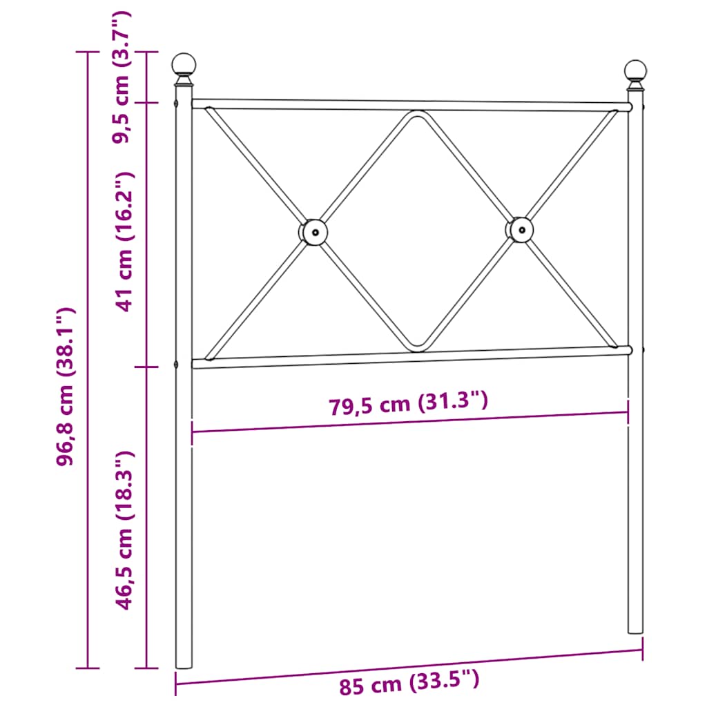 udskiftningsgavl 80 cm metal sort