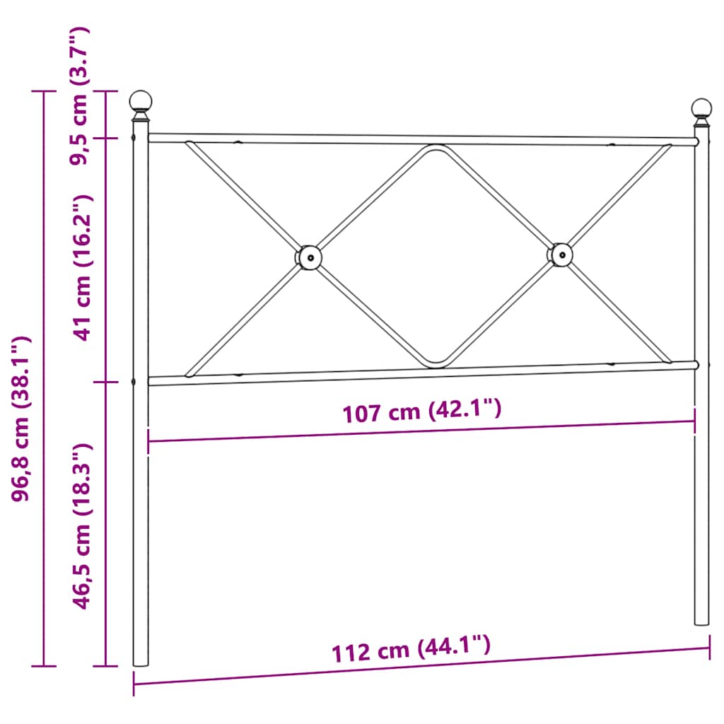 udskiftningsgavl 107 cm metal sort