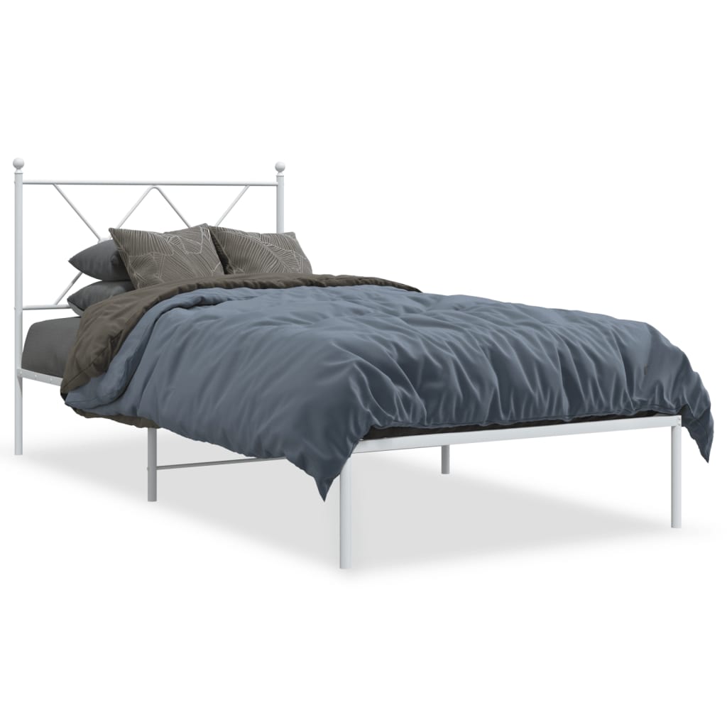 sengeramme med sengegavl 90x200 cm metal hvid