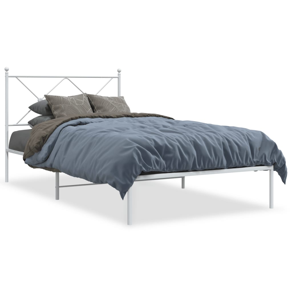 sengeramme med sengegavl 100x200 cm metal hvid