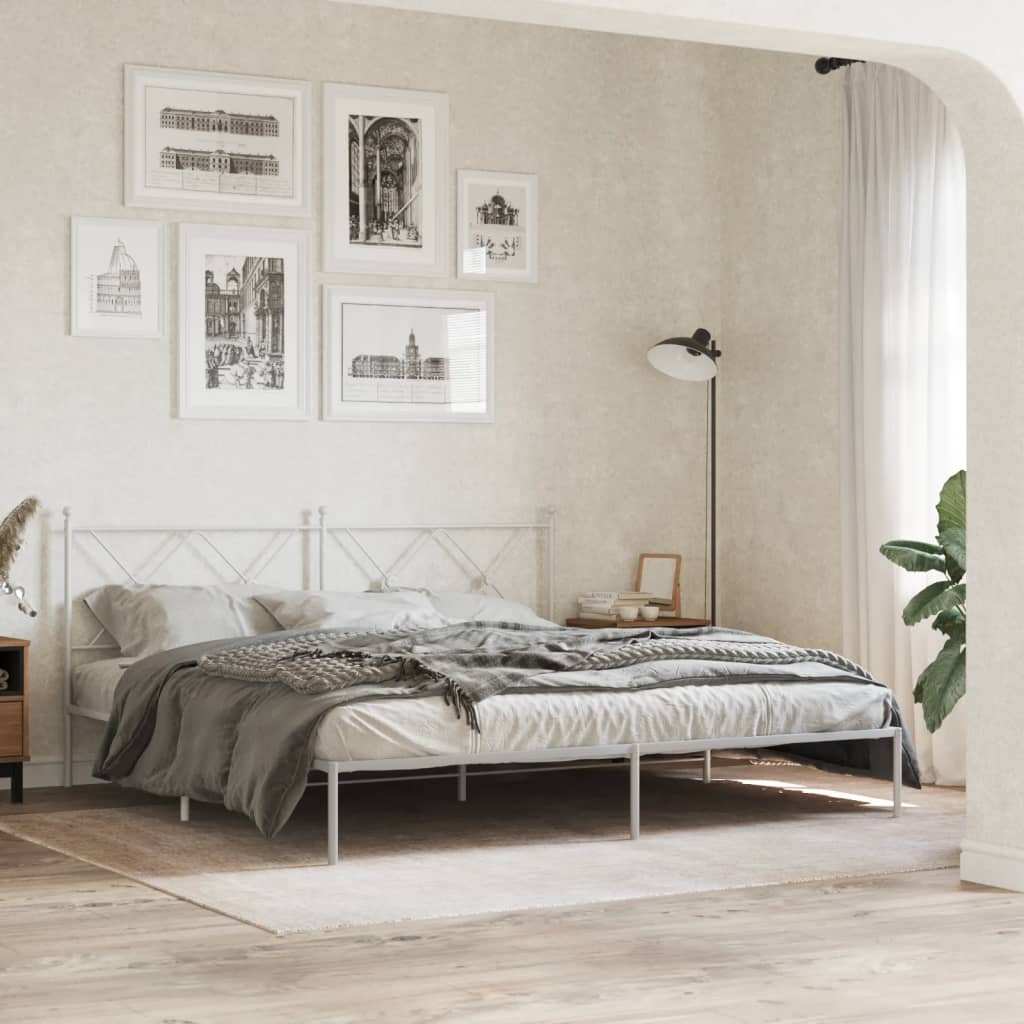 sengeramme med sengegavl 183x213 cm metal hvid