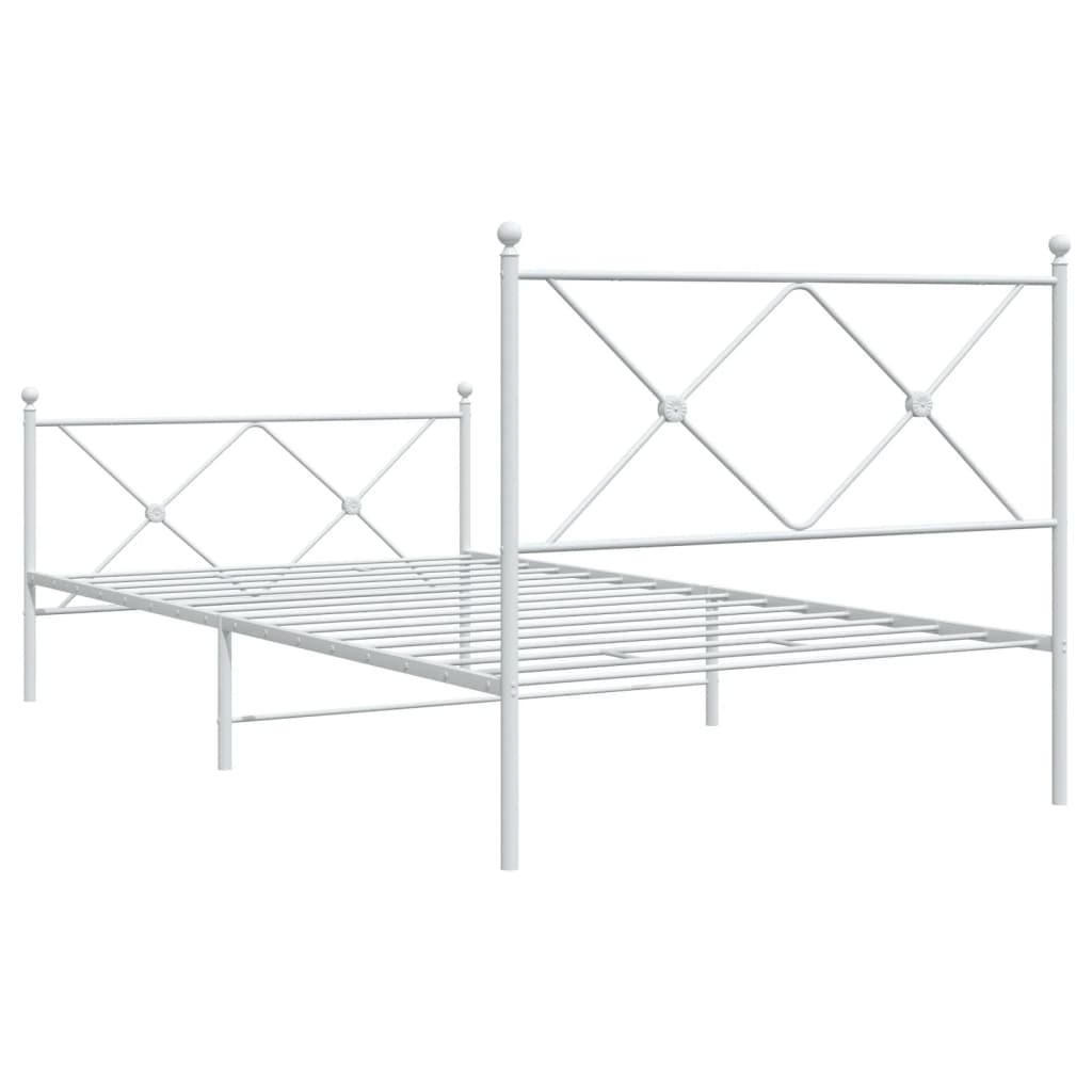 sengeramme med sengegavl og fodgærde 100x190 cm metal hvid