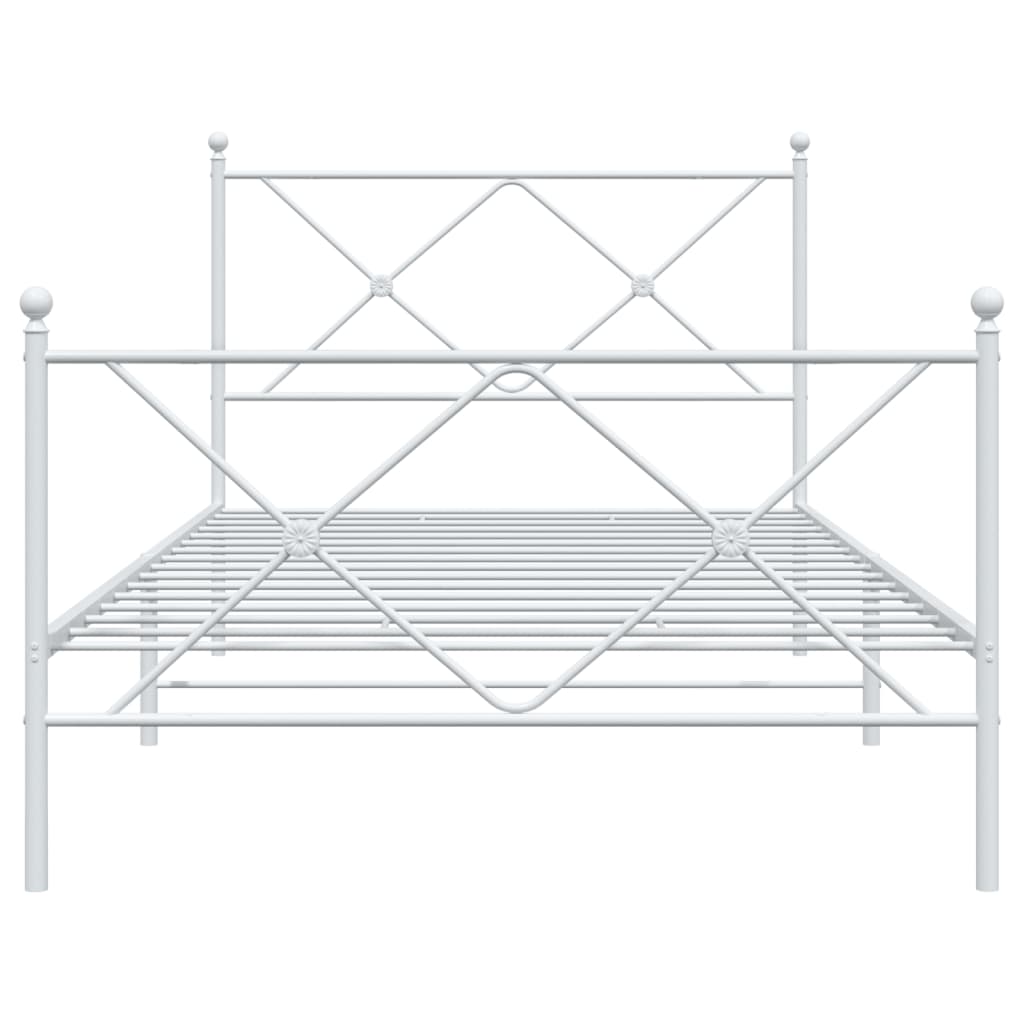 sengeramme med sengegavl og fodgærde 100x200 cm metal hvid