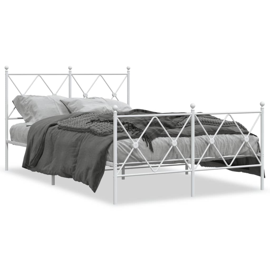 sengeramme med sengegavl og fodgærde 120x200 cm metal hvid